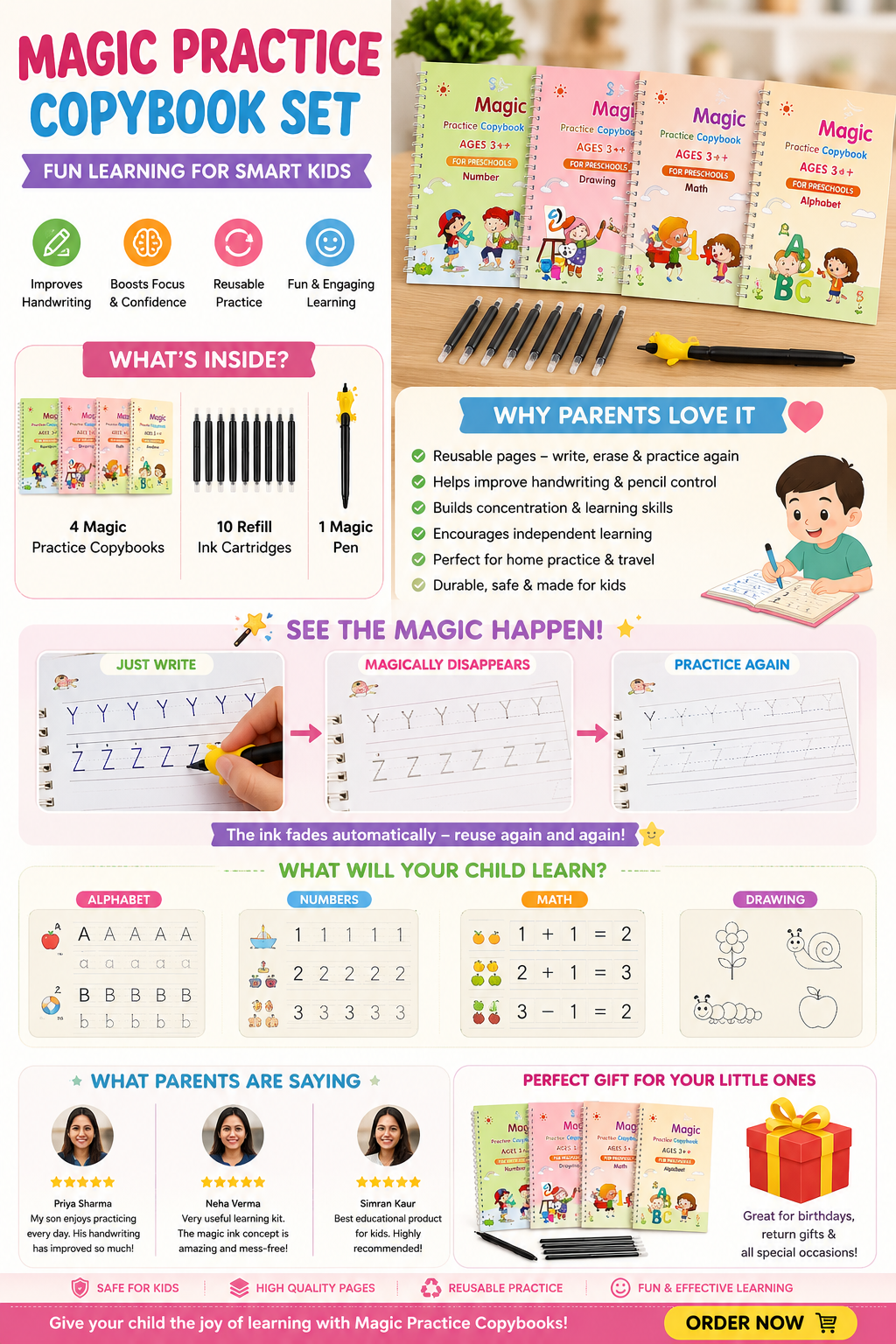 Magic Book Buy 1 set & Get 1 set FREE!!! + FREE Learning 2000+ pages downloadable PDF worksheet for kids