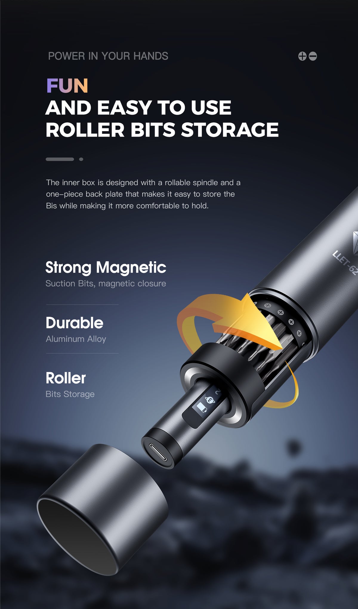 Liulon LL-ET62 62 In 1 Electric Screwdriver Set With 3 Adjustable Gears