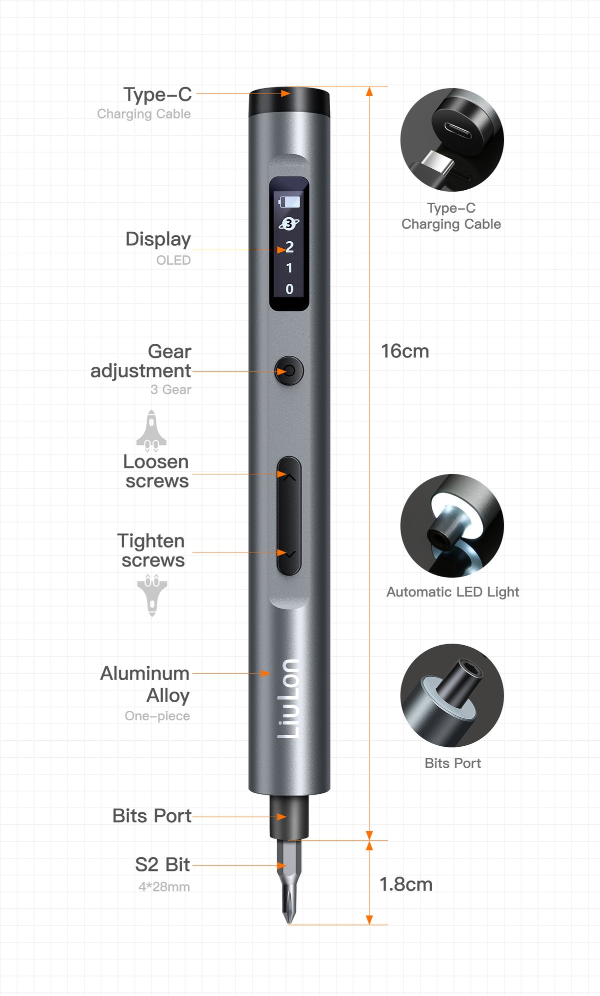 Liulon LL-ET62 62 In 1 Electric Screwdriver Set With 3 Adjustable Gears